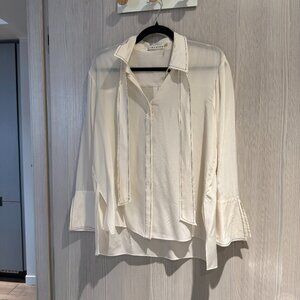 Alice + Olivia Ivory Blouse with Tie Detail